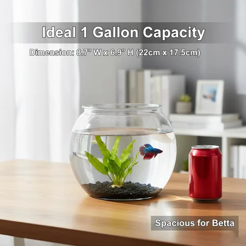 Miniatura 2 de Tazón de plástico de 1 galón, tanque Betta de pez dorado redondo transparente inastillable, pequeño jarrón de burbujas para centro de mesa, tarro