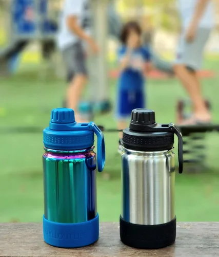 Miniatura 6 de CHILLOUT LIFE Botella de agua aislada para niños de 12 onzas para la escuela con tapa de boquilla a prueba de fugas y bonitas calcomanías Azul