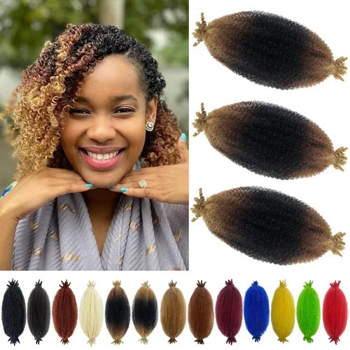 Miniatura 8 de Trenzas de pelo rizado anudadas a crochet estilo afro Marley, 12 pulgadas, pelo pre-separado y trenzado en resorte, trenzas de pelo afro rizado y 4#