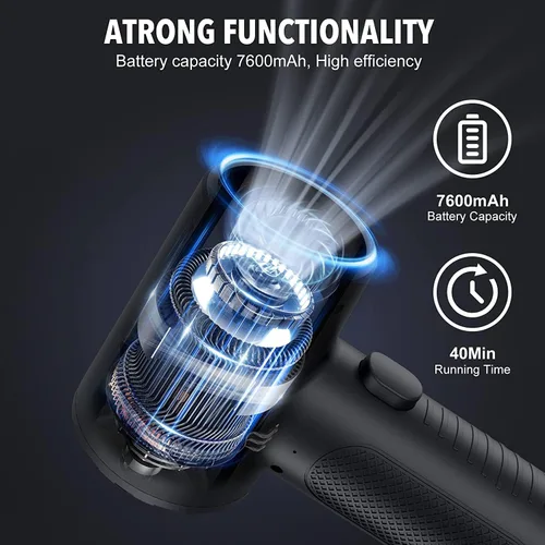 Miniatura 4 de Yomile - Plumero de aire comprimido, 2 en 1, 120000 RPM inalámbrico con batería de 7600 mAh soplador de polvo para limpiador de teclado, soplador