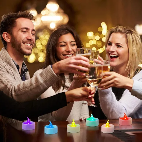Miniatura 7 de 24 PCS Velas de Té que Cambian de Color Lentamente Operadas con Batería, Luces de Té Eléctricas Coloridas Parpadeantes sin Llama, Velas Votivas LED