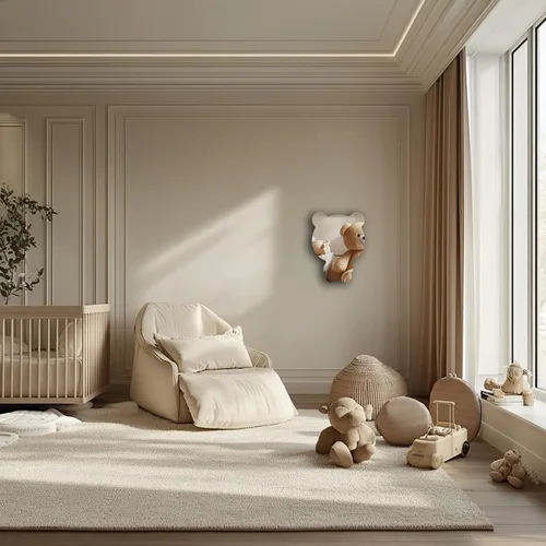 Miniatura 4 de Lindo espejo acrílico con diseño de oso antiarañazos, irrompible, inastillable, HD templado, espejos decorativos de pared para el hogar, oficina