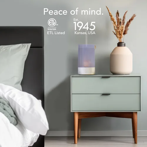 Miniatura 6 de Vornado Votiv Humidificador ultrasónico para toda la habitación con iluminación ambiental, salida de 2 galones, asa de transporte, recarga simple