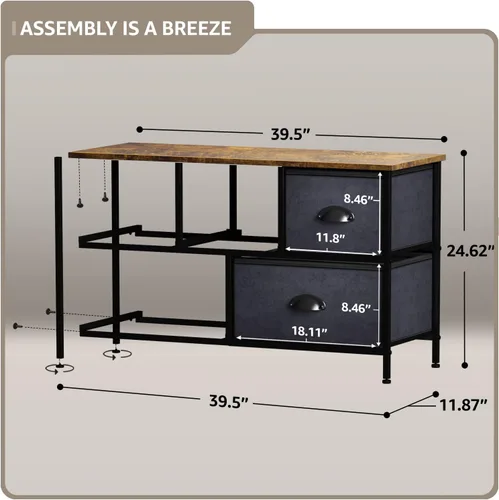Miniatura 3 de Sorbus Cómoda con 5 cajones – Unidad organizadora de cofre de almacenamiento con marco de acero, parte superior de madera, contenedores de tela