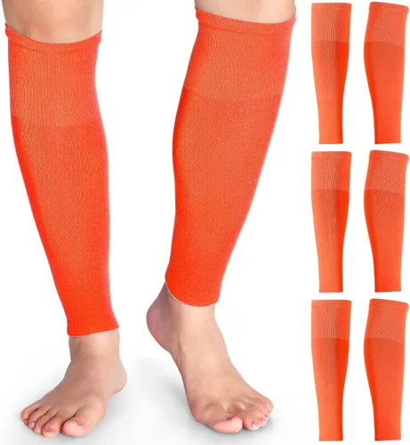 Miniatura 7 de Panitay 4 pares de mangas de pierna para acompañar calcetines de compresión de pantorrilla para fútbol, fútbol, baloncesto, combina con tu