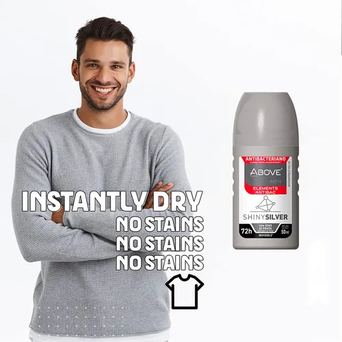 Miniatura 4 de ABOVE Roll-On Elements, plateado brillante, 1.7 onzas, desodorante de bolas para hombres, protección de 72 horas, fragancia sensual, tacto seco, sin