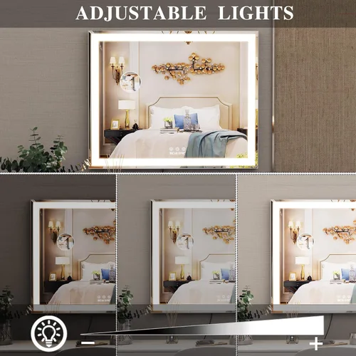 Miniatura 5 de ANYHI Hollywood Espejo de maquillaje con luces, espejo grande iluminado para tocador, espejo de escritorio/pared con luces, pantalla táctil