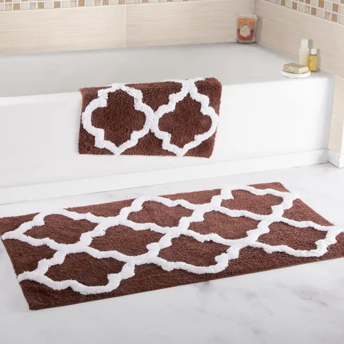 Miniatura 9 de Set de alfombrillas de baño enrejadas de Lavish Home, 2 piezas. Hueso