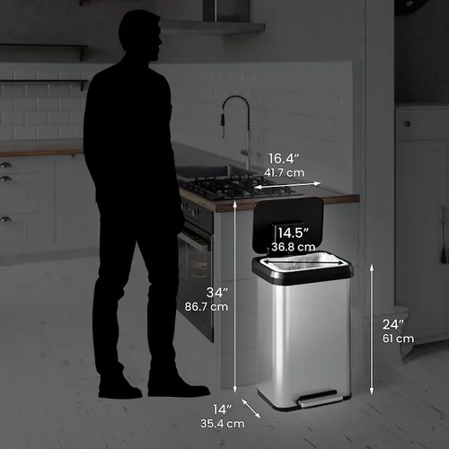 Miniatura 6 de iTouchless SoftStep EXP - Cubo de basura con pedal de 13.2 galones, con filtro de olores AbsorbX, basurero de acero inoxidable con plástico a prueba