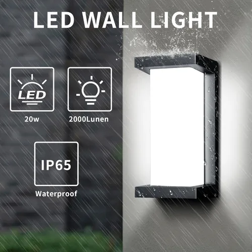 Miniatura 4 de Wrasse Luces de Porche al Aire Libre Impermeables 2000LM 20W Accesorios de Iluminación Exterior Moderna Blanco Neutro 6500K Luz de Pared al Aire