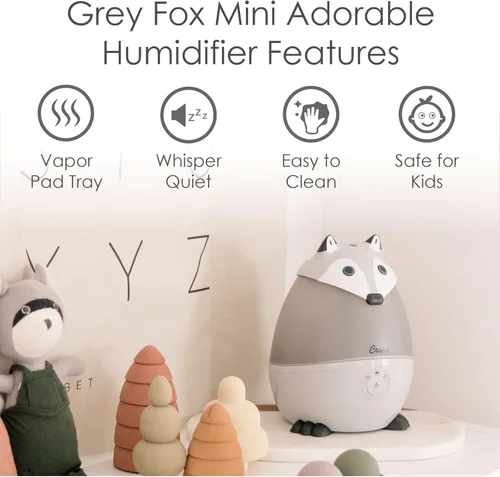 Miniatura 2 de Crane Humidificador ultrasónico de animales de niebla fría para dormitorio y guardería de niños, ajustable de 0.5 galones, apagado automático, zorro