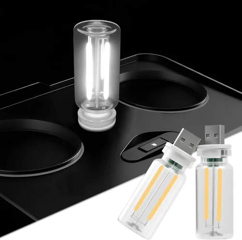 Miniatura 10 de 2 PCS Bombillas de Luz Nocturna USB para Automóvil, Luces Ambientales para Interiores de Automóvil con Atenuación Táctil, Decoraciones de Lámpara