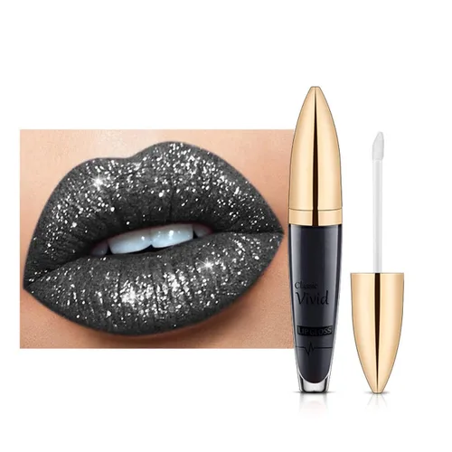 Miniatura 13 de Lápiz labial líquido brillante de diamantes para Halloween, brillo labial líquido con purpurina gótica, de alto pigmento brillante, resistente al #03