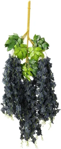 Miniatura 3 de Fermus Paquete de 24 guirnaldas de flores colgantes de glicina artificial, vid de glicina falsa para decoración de boda floral de jardín (negro)
