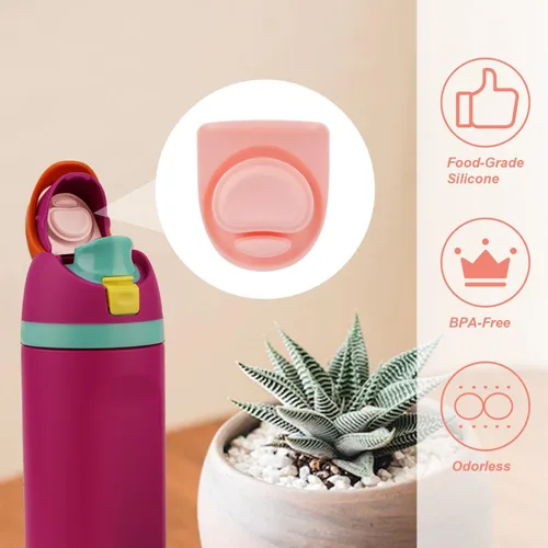 Miniatura 5 de 2 piezas de tapa superior para botella de agua compatible con Owala FreeSip 24 oz 32 oz, piezas de sellado de repuesto, tapón de silicona, Rosa