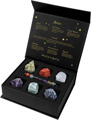 GolbalJew 12 cristales de signos del zodiaco y piedras curativas, regalos para mujeres, joyería de cristal natural, piedras de signo del zodiaco con