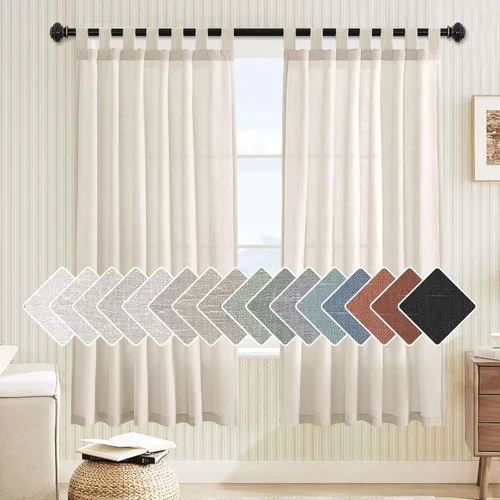 Miniatura 55 de H.VERSAILTEX Cortinas aireadas mezcladas de lino natural con pestaña superior para sala de estar, decoración del hogar, material suave y rico que
