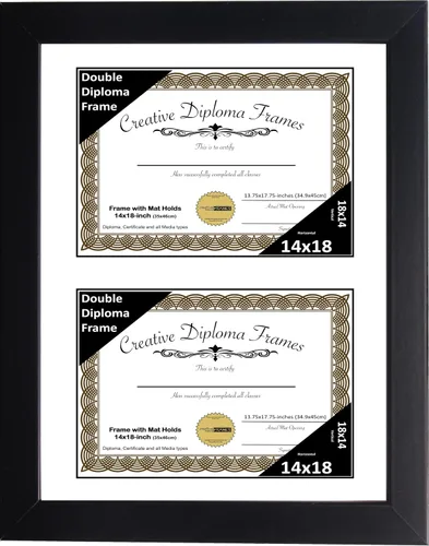 Miniatura 31 de Creative Picture Frames Marco de diploma doble clásico negro de 6 x 8 pulgadas con vidrio negro y colgador de pared instalado