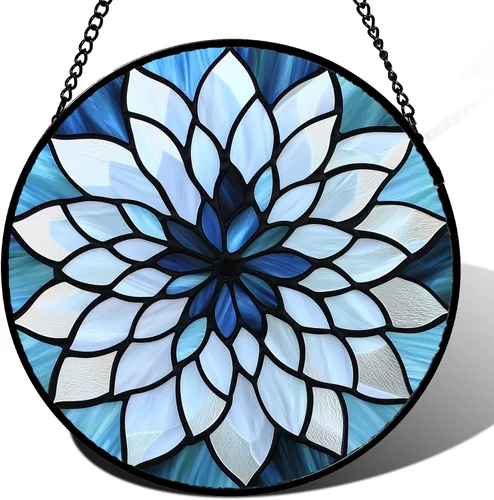Miniatura 21 de Colgador de vitrales para colgar en ventanas, Koi y Lotus para puerta, decoración del hogar, atrapasoles de peces, Navidad, Día de la Madre, regalos