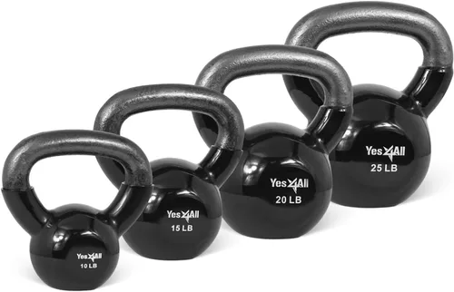 Miniatura 28 de Yes4All - Juego de pesas rusas recubiertas de vinilo, set combinado para entrenamiento corporal completo, fuerza de agarre, flexiones y ejercicios