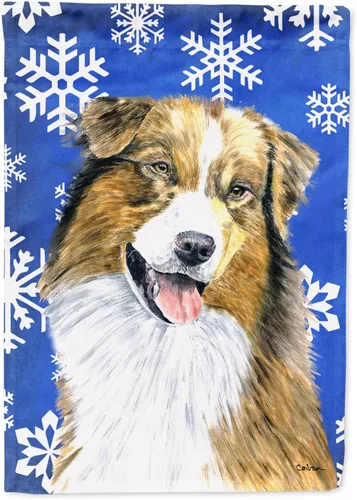 Miniatura 269 de Caroline's Treasures SC9374GF Bulldog English Snow flakes Holiday Garden Flag Buzón Bandera decorativa para patio exterior, patio, obras de arte