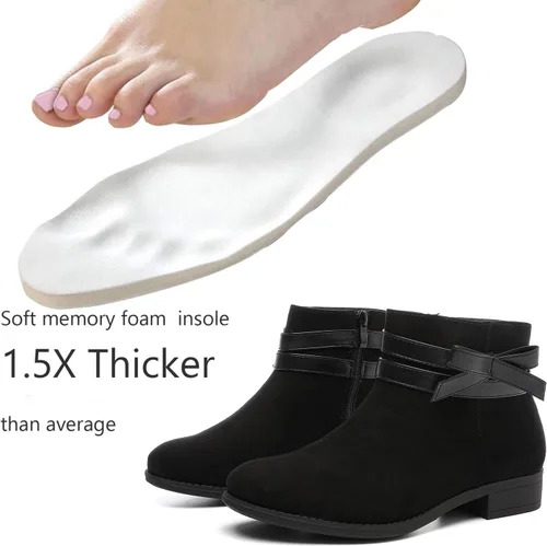 Miniatura 2 de Luoika Botines anchos para mujer, botines de invierno extra anchos con cremallera lateral y tacón bajo.