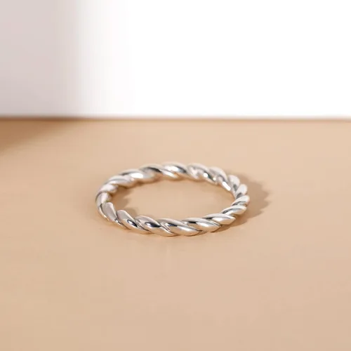 Miniatura 3 de EAMTI Anillo de Plata de Ley 925 con Nudo Celta Simple Criss Cross Infinito Banda de Boda para Mujer Talla 3-13