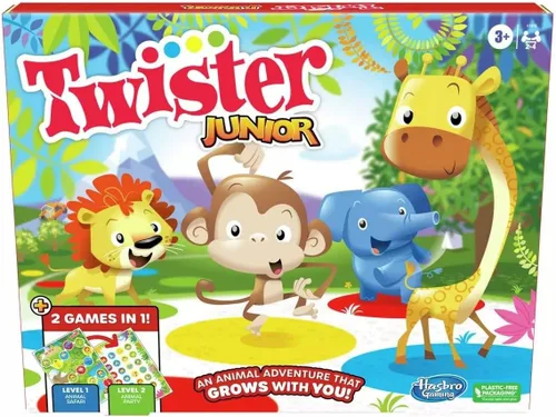 Hasbro Gaming Twister Junior, juego de fiesta clásico reinventado para niños a partir de 3 años, 2-4 jugadores, 2 en 1, alfombrilla de 2 lados