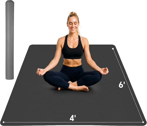 Stepwaver Esterilla de yoga extragrande de 6 x 4 pies (1/3 pulgadas y 1/4 pulgadas de grosor), antideslizante, ultra duradera, amplia alfombrilla de