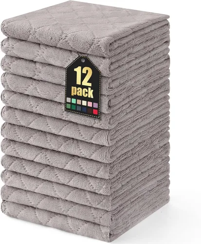 Miniatura 62 de Homaxy - Paquete de 12 trapos de cocina (10 x 10 pulgadas, morado), de terciopelo coral, supersuaves y absorbentes, de secado rápido, paño