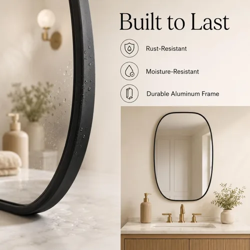 Miniatura 4 de USHOWER Black Oval Arch Bathroom Mirrors for Over Sink, 20x30 Inch Bathroom Vanity Mirror for Bathroom, Bedroom, Vanity, Entryway, Aluminium Frame