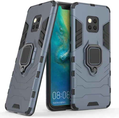 Miniatura 8 de Compatible con Huawei Mate20 Pro, funda de metal con anillo de agarre a prueba de golpes (funciona con soporte magnético para automóvil), funda Negro