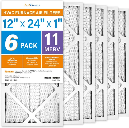 Miniatura 10 de LotFancy Filtro de aire MERV 8 de 12 x 24 x 1, paquete de 4 unidades, tamaño real: 11.75 x 23.75 x 0.75 pulgadas, reemplazo plisado para horno