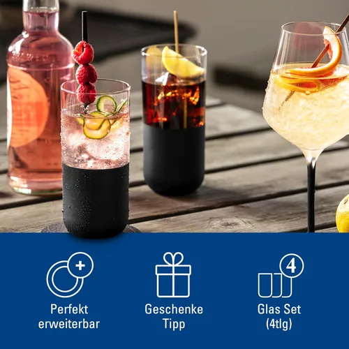 Miniatura 4 de Villeroy & Boch Manufacture Rock Collection - Juego de 4 vasos de cristal con base negra mate, fabricado en Europa, capacidad de 10 onzas