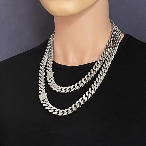 Miniatura 8 de Collar para hombre, cadena cubana, cadenas de acero inoxidable para hombres y mujeres, joyería gruesa Miami Hip Hop Big Gargantilla de 911130.591in
