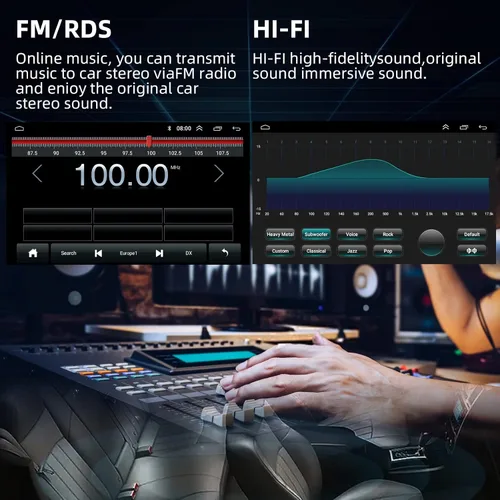 Miniatura 4 de Estéreo de coche doble DIN de 10 pulgadas, pantalla Apple CarPlay, 2G+32G, pantalla Bluetooth Android Auto con cámara de respaldo, pantalla táctil