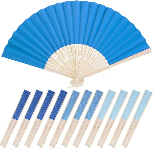 Miniatura 12 de JOHOUSE 12 abanicos de papel blanco de mano – Ventilador de mano plegable de 8.3 pulgadas, ventiladores plegables de mano para mujeres, ventilador
