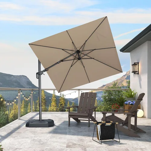 Miniatura 85 de PURPLE LEAF Sombrilla de Patio de 8 Pies para Exteriores Sombrilla Cantilever Cuadrada de Aluminio Sombrilla Offset con Rotación de 360 Grados