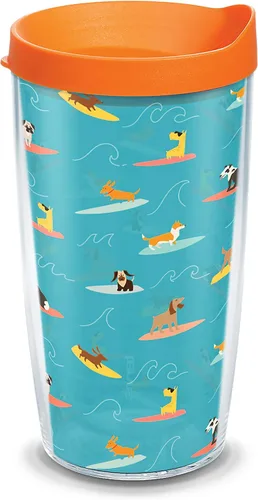 Tervis Vaso aislado de doble pared Surf Dogs hecho en Estados Unidos mantiene las bebidas frías y calientes, 16 onzas, clásico