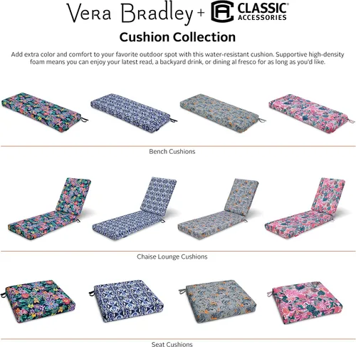 Miniatura 12 de Classic Accessories Vera Bradley - Cojín de asiento de patio resistente al agua, 19 x 19 x 3 pulgadas, color gris y dorado, cojines de asiento