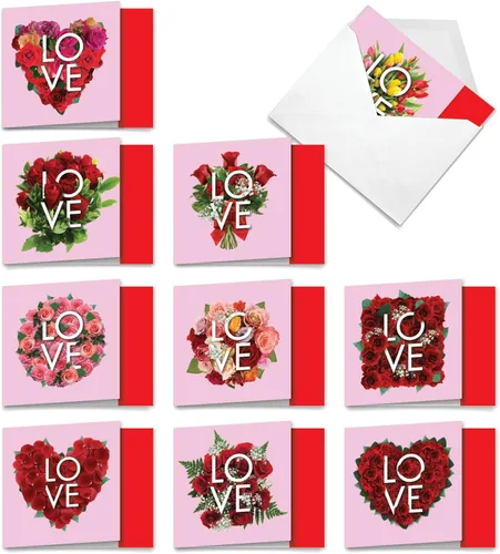 Miniatura 8 de The Best Card Company - 10 tarjetas de notas de corazón en blanco en caja (4 x 5.12 pulgadas) - Surtido de tarjetas de amor sinceras para todas