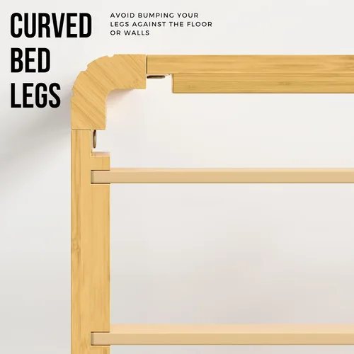 Miniatura 4 de Cama de plataforma de madera individual XL de 12 pulgadas, marco de cama de madera de mediados de siglo, tamaño individual XL, no necesita somier