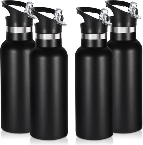 Miniatura 29 de Volhoply Botella de agua aislada para niños de 17 onzas, botellas de agua de acero inoxidable con tapa con pajilla, botella de agua de metal al