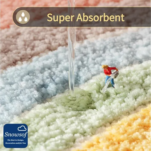 Miniatura 3 de Alfombras de baño de lujo, de 0.78 pulgadas de grosor, extra suaves, absorbentes, no se desprende, se lavan a máquina, alfombra de felpa lanuda Aa001
