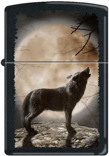 Miniatura 12 de Encendedores Zippo Lobo Emblema de lobo y cráneo cromado cepillado