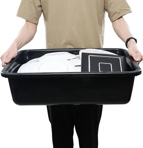 Miniatura 6 de Gainhope - Paquete de 4 cajas grandes de autobús comercial de 32 L, tinas de plástico, color negro