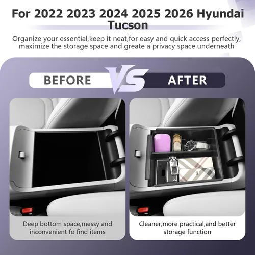Miniatura 4 de 2025 2026 T ucson Accesorios para Hyundai T ucson 2022-2025 2026 2026 Organizador de consola central, caja de almacenamiento, reposabrazos