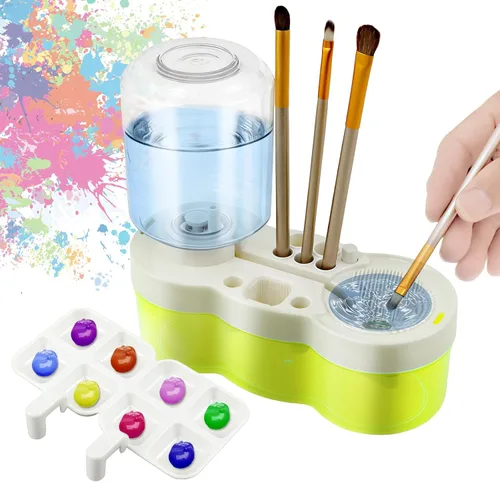 Limpiador de pinceles de pintura para niños 2026 para circulación de agua, limpiador de pinceles de pintura con drenaje dispensador de agua con
