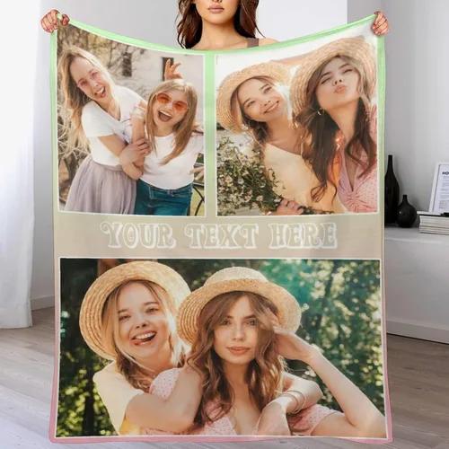 Miniatura 29 de M YESCUSTOM Manta personalizada con imagen y texto, manta personalizada de collage de fotos, mantas de vellón personalizadas para regalo de 1 imagen
