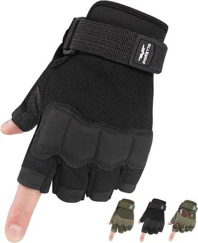 Miniatura 10 de FIORETTO Guantes sin dedos, guantes de medio dedo para conducción, ciclismo, tiro, caza, motocicleta, escalada, trabajo al aire libre 215801